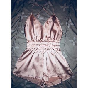 NWOT silky pink romper